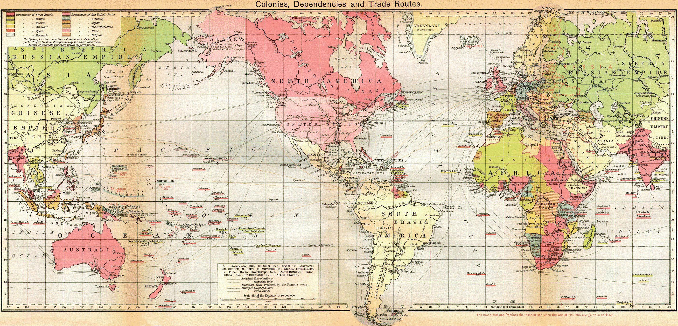 Map of the former British Empire 