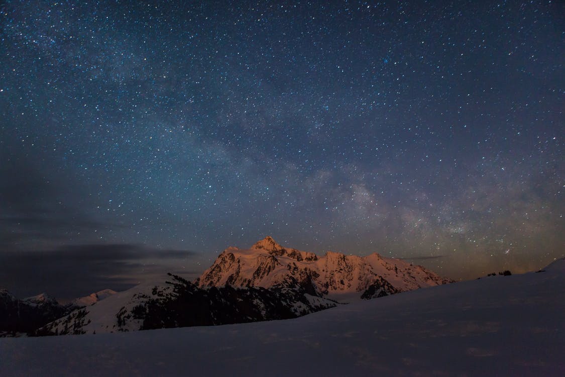 The night sky as seen from a mountain top