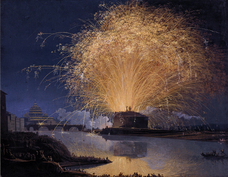  Jacob Hackert, Fireworks over Castel Sant'Angelo in Rome, 1775.